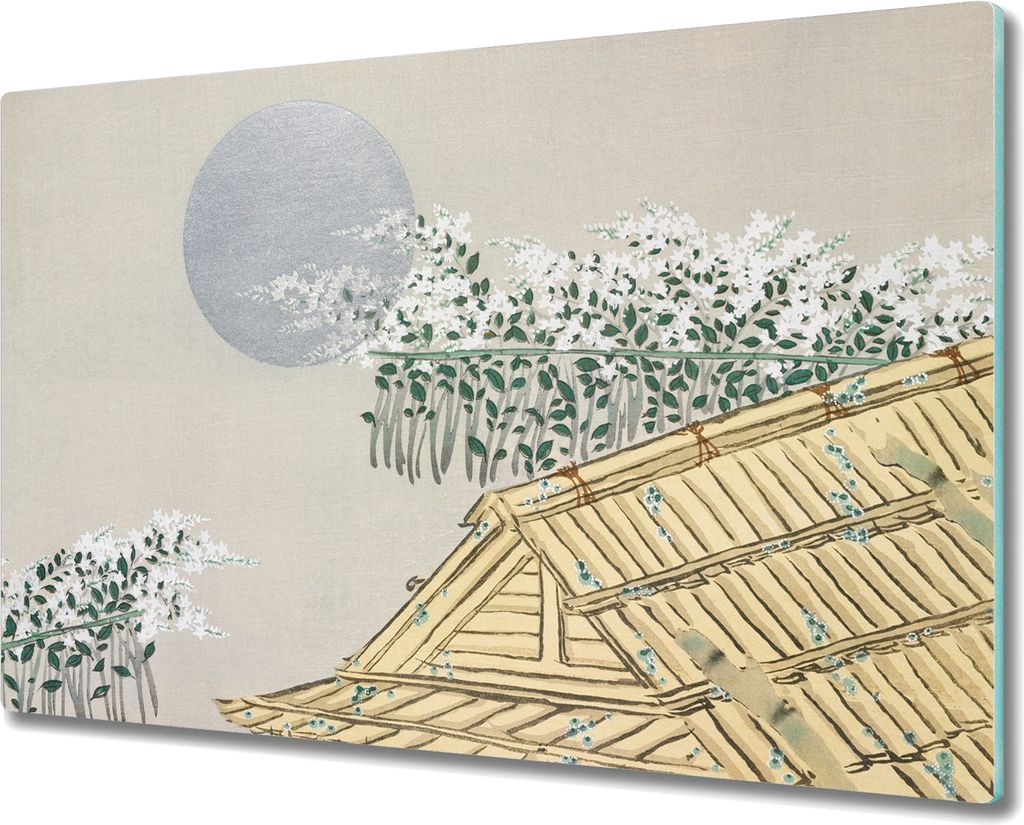 Coloray Hackbrett Herdabdeckplatte 80x52 cm Küchenbrett Kochplattenabdeckung Schneidebrett - Asien Haus Blumen Blumen