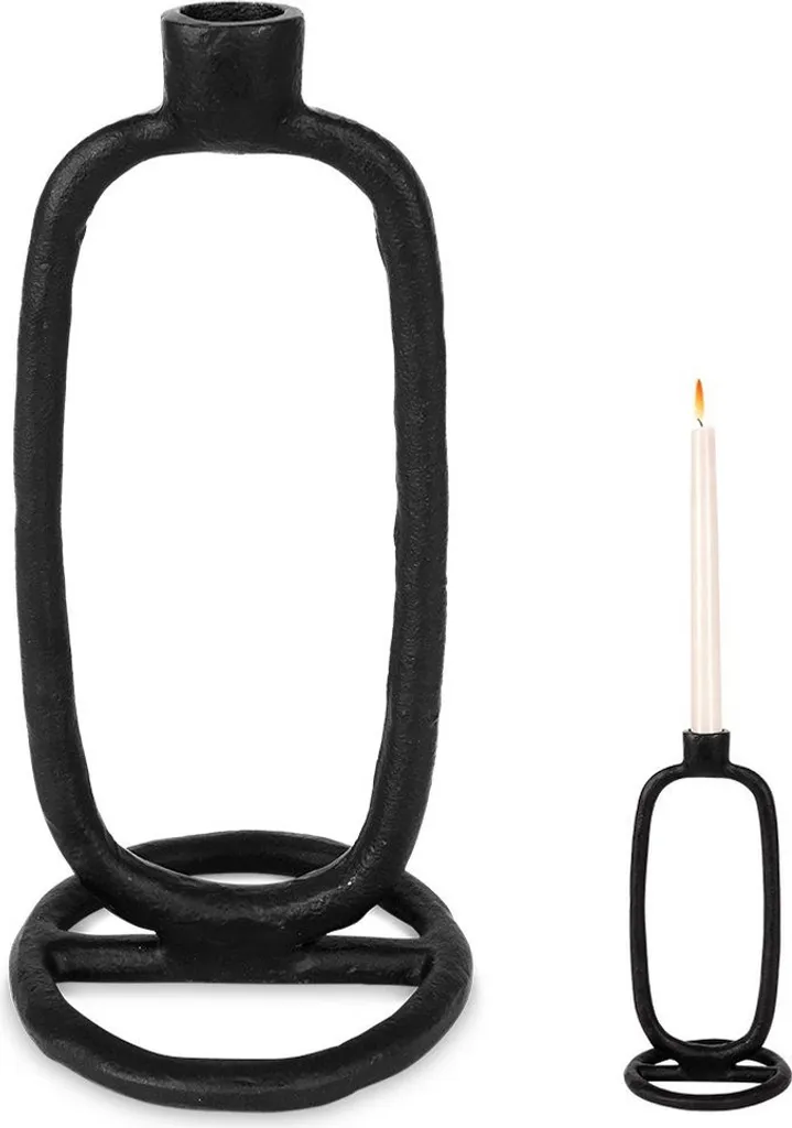 Bougeoir en aluminium noir mat robuste, support stable bougies fines 22mm