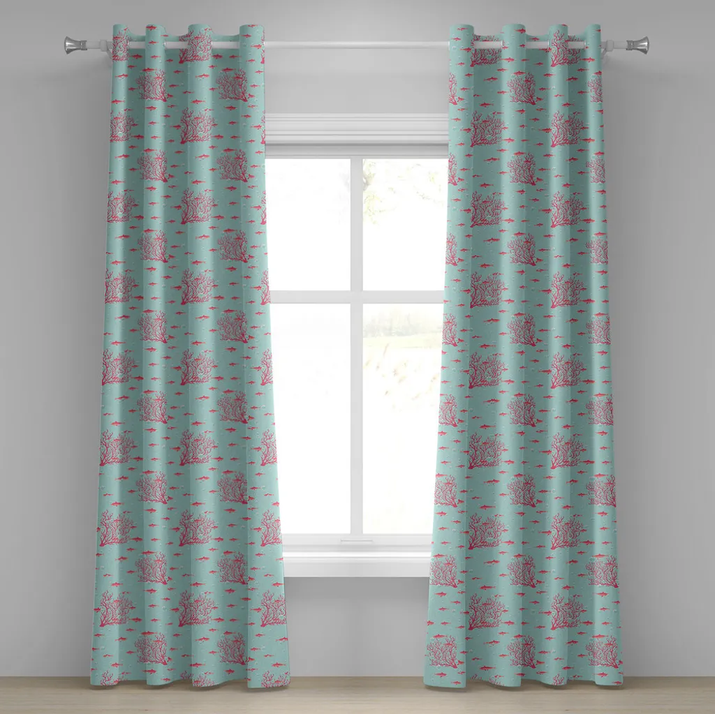 Rideau anti-regards motif poissons, 280x245 cm pour décorer et isoler