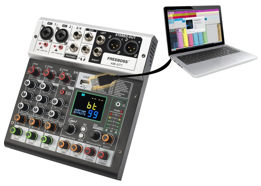 Table de Mixage Bluetooth 4 Voies Multi-Effets DSP avec Fiche EU - 5