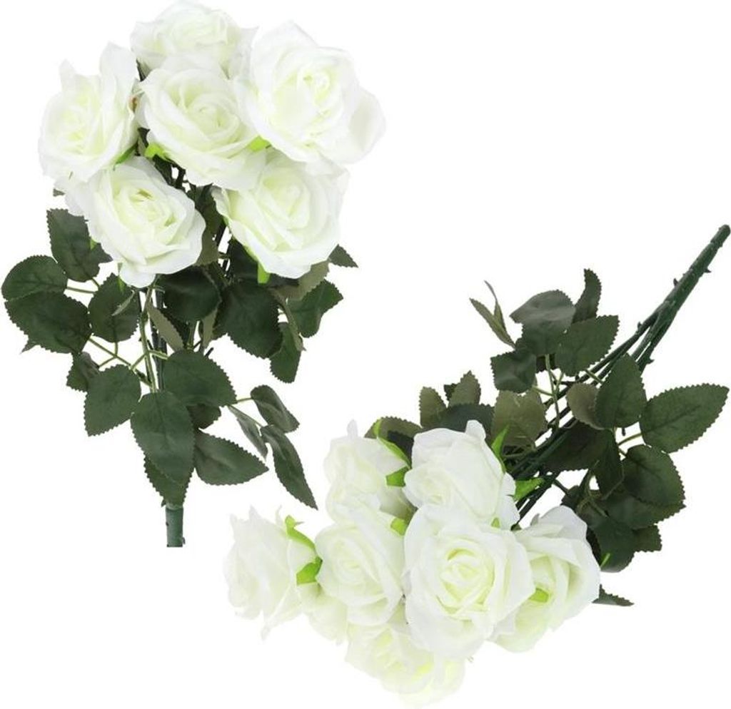 Strauß mit 9 Rosen, Kunstblumen, Rosen, fertige Rosenkomposition für eine 45 cm Vase - Weiß