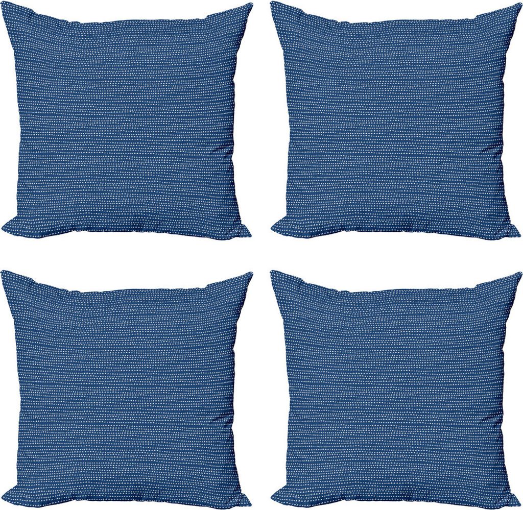 ABAKUHAUS Blau und weiß Kissenbezug Set (4 Stück), minimal Triangles, Moderner Doppelseitiger Digitaldruck, 45 cm x 45 cm, Marine-Blau und Weiß