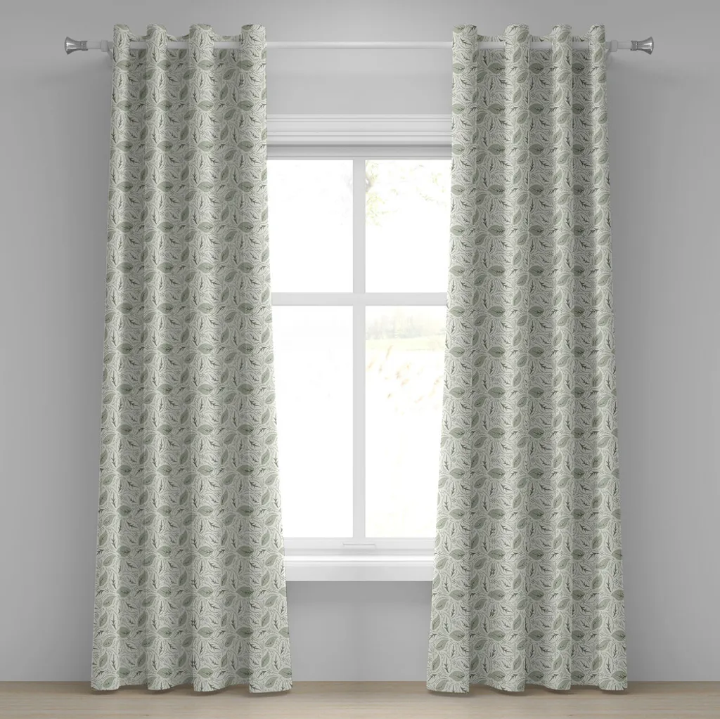 Tende Decorative ABAKUHAUS Retro Floral 280x175cm Verde Pastello