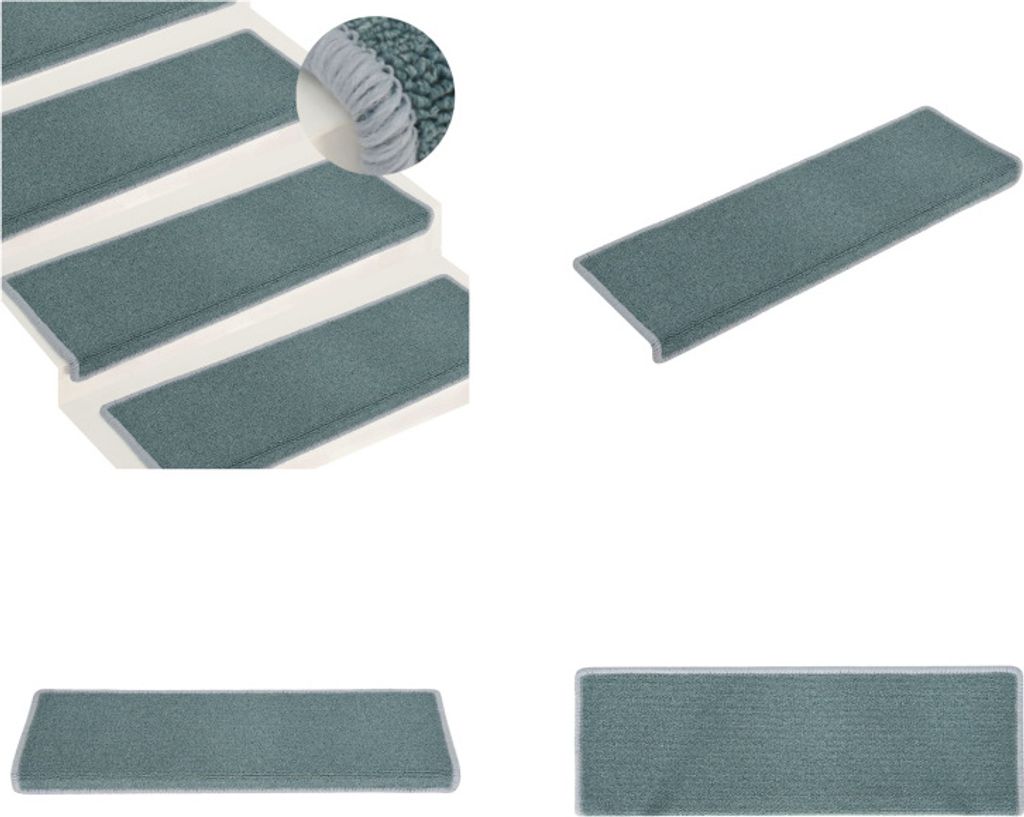 vidaXL Stufenmatten 15 Stk. 65x21x4 cm Blau - Treppenmatte - Treppenmatten - Stufenmatte - Stufenmatten