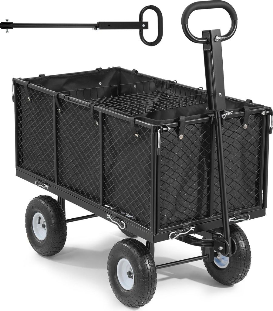 SucceBuy Schwerlast-Bollerwagen, 544 kg Tragkraft, Handwagen mit Luftreifen, verstellbarem Griff, abnehmbaren Seitenwänden, vielseitig einsetzbar ...