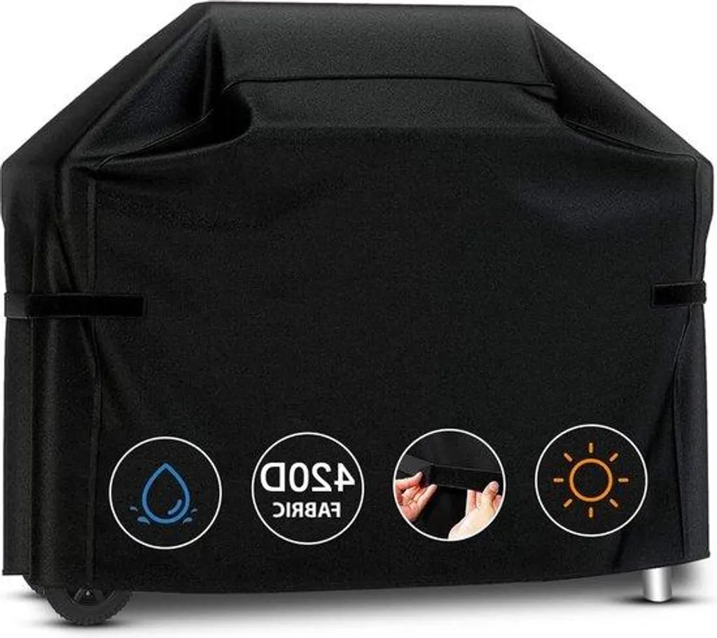 Housse de barbecue imperméable noire 147x61x117 cm en tissu Oxford 600D