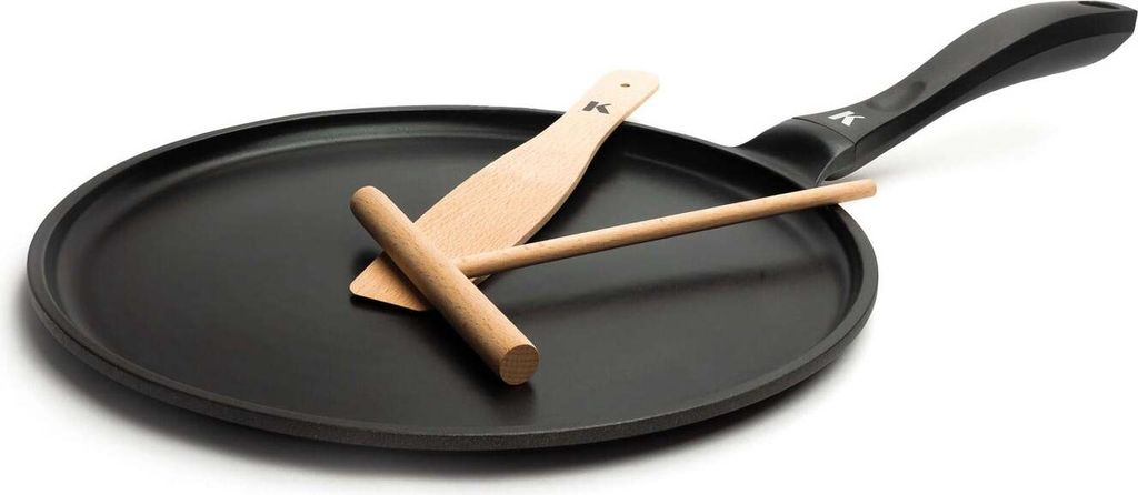 KLAMER Crepe Pfanne Induktion 28cm, Pancake Pfanne mit Aluguss, Pfannkuchenpfanne, Palatschinken Pfanne Antihaftbeschichtung