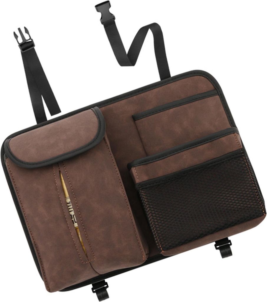 Auto-Rücksitz-Aufbewahrungstasche, Aufhängung, Kunstleder, Hänge-Organizer mit Haken für Taschentücher, Braun