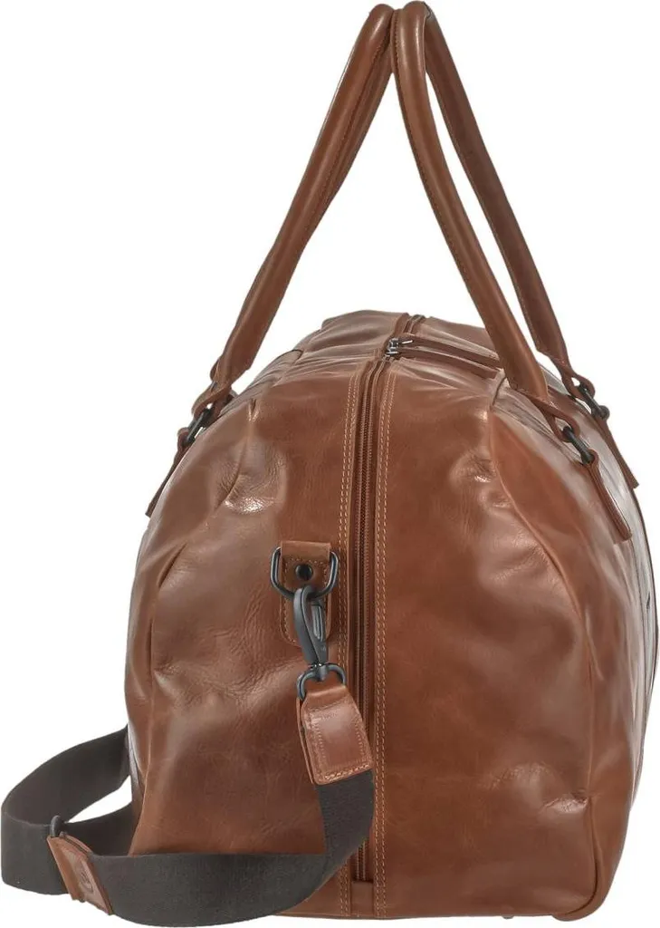 Sac de voyage cuir véritable Caramel - Finition Newport robuste et chic