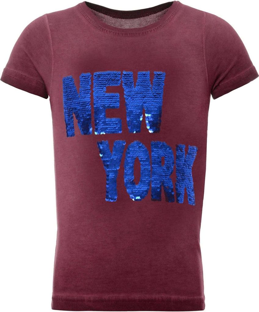 BEZLIT Jungen T-Shirt mit tollem Wende Pailletten Schriftzug Bordeaux 152
