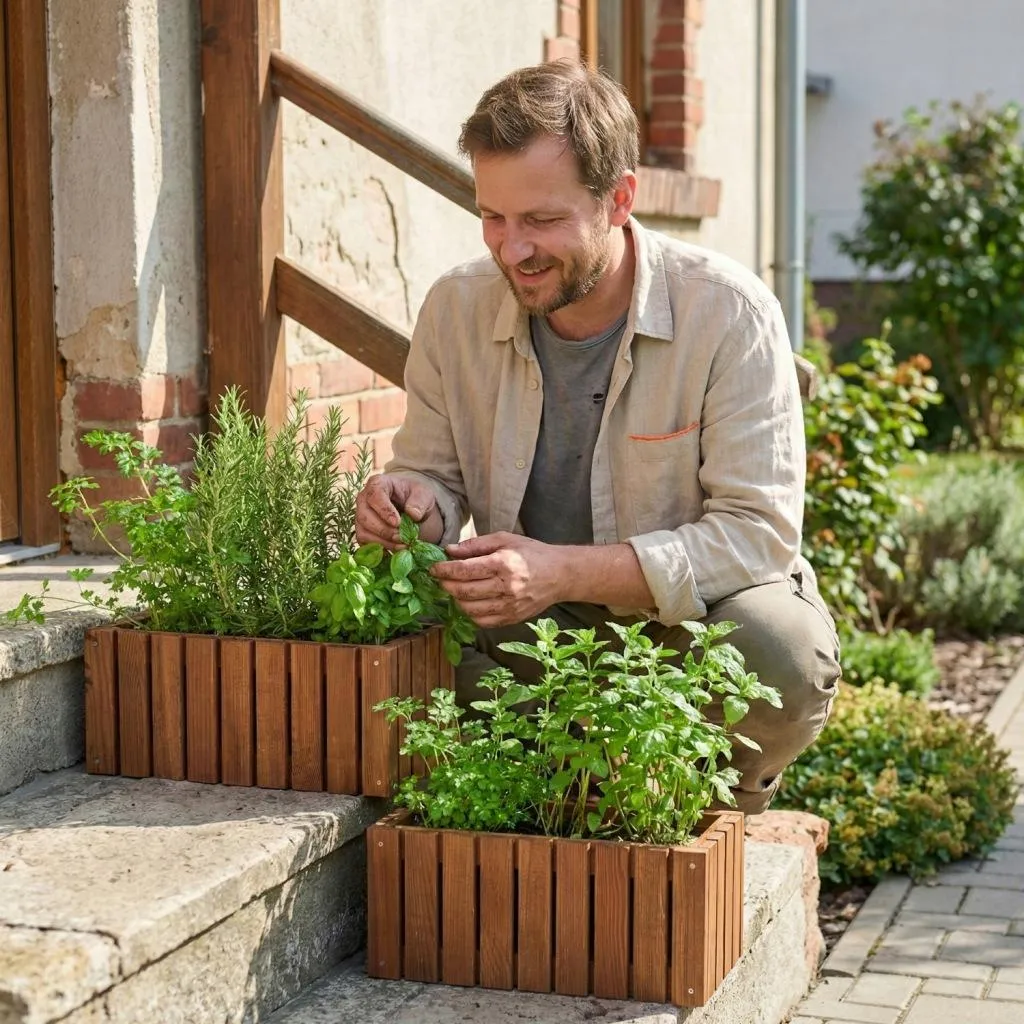 Jardinière de balcon bois 45 cm marron - Pot robuste résistant au gel