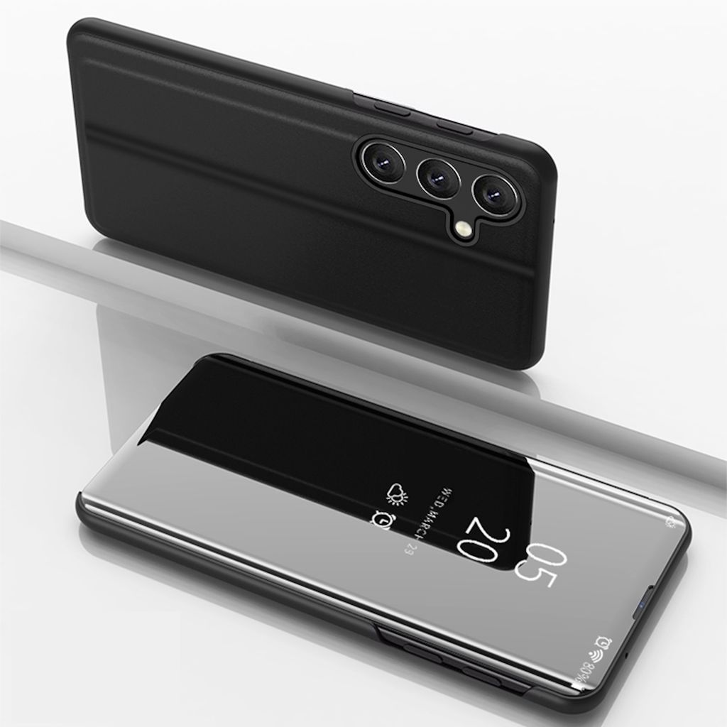 Für Samsung Galaxy A15 View Spiegel Handy Smart Cover Wake UP Funktion Case Schwarz