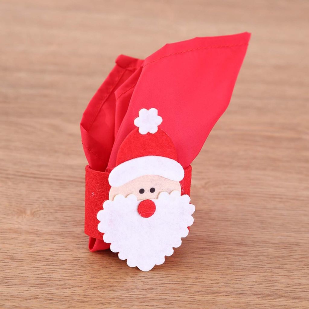 6pcs/set serviette circle feine Arbeit dekorative nicht gewebte Stoff Frohe Weihnachten Santa Serviettenhalter Ring Tischzubehör