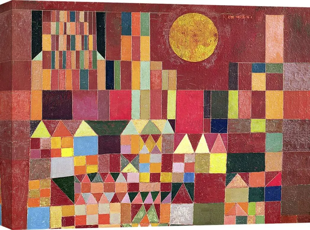 Impression sur toile Paul Klee Château et soleil - Art Mural 60x40 cm
