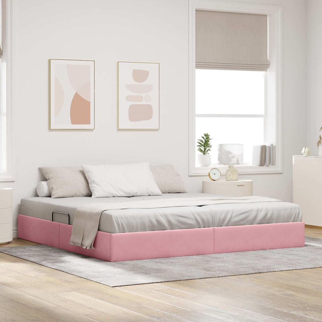 "Neues Produkt" Aufbewahrungsbett - CLORIS - Bettgestell mit Kopfteil - Rosa 200x200 cm Samt - Modern Betten V2583