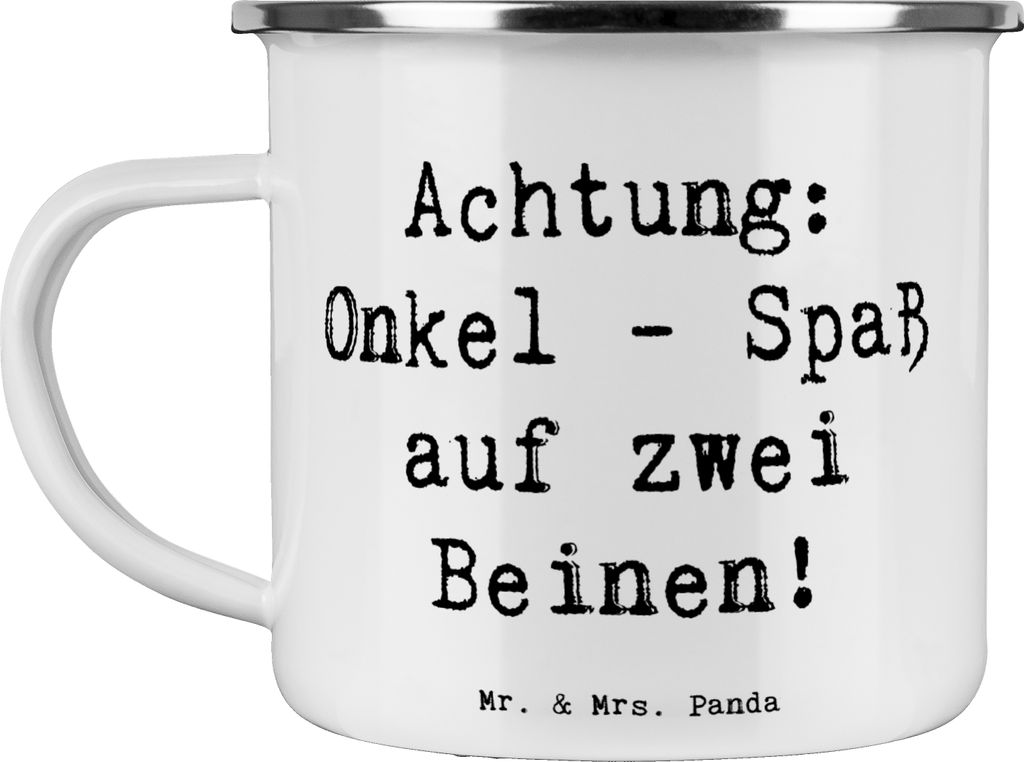 Mr. & Mrs. Panda Teetasse Spruch Spaßiger Onkel - Weiß - Geschenk, Unterhaltung, Teebecher, Patenonkel, Familie, Freude, Abenteuer, Emailletasse,...