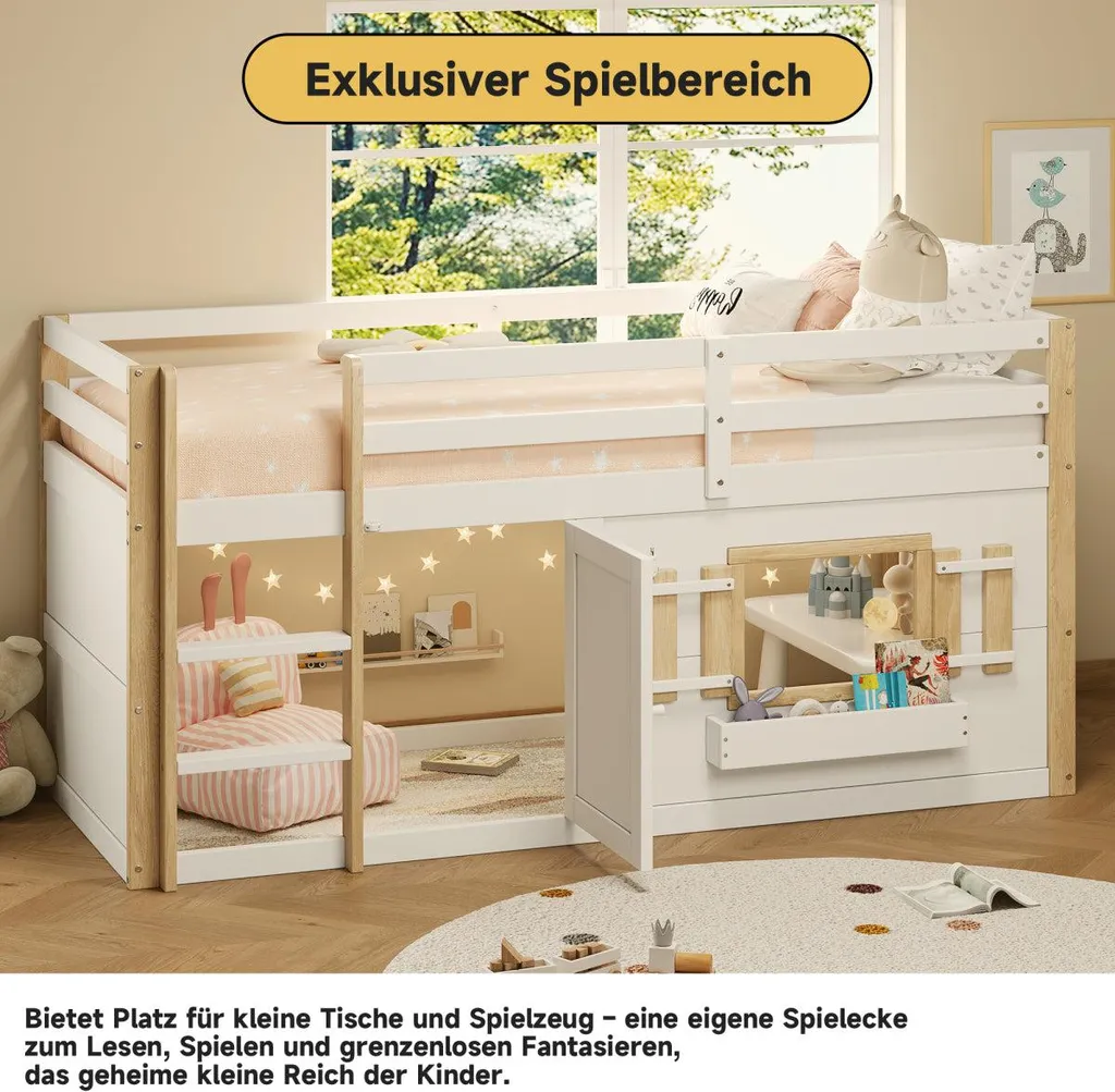 Lit superposé enfant 90x200 cm blanc, solution chambre partagée compacte