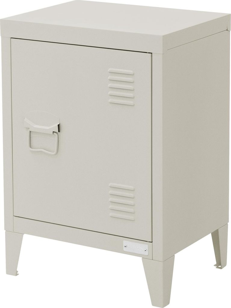 ML-Design Nachttisch Nachtschrank Hellgrau 40x30x58cm Stahl Türgriff links Industriedesign Metall Nachtkommode Schlafzimmer Nachtkästchen mit 1 Tür