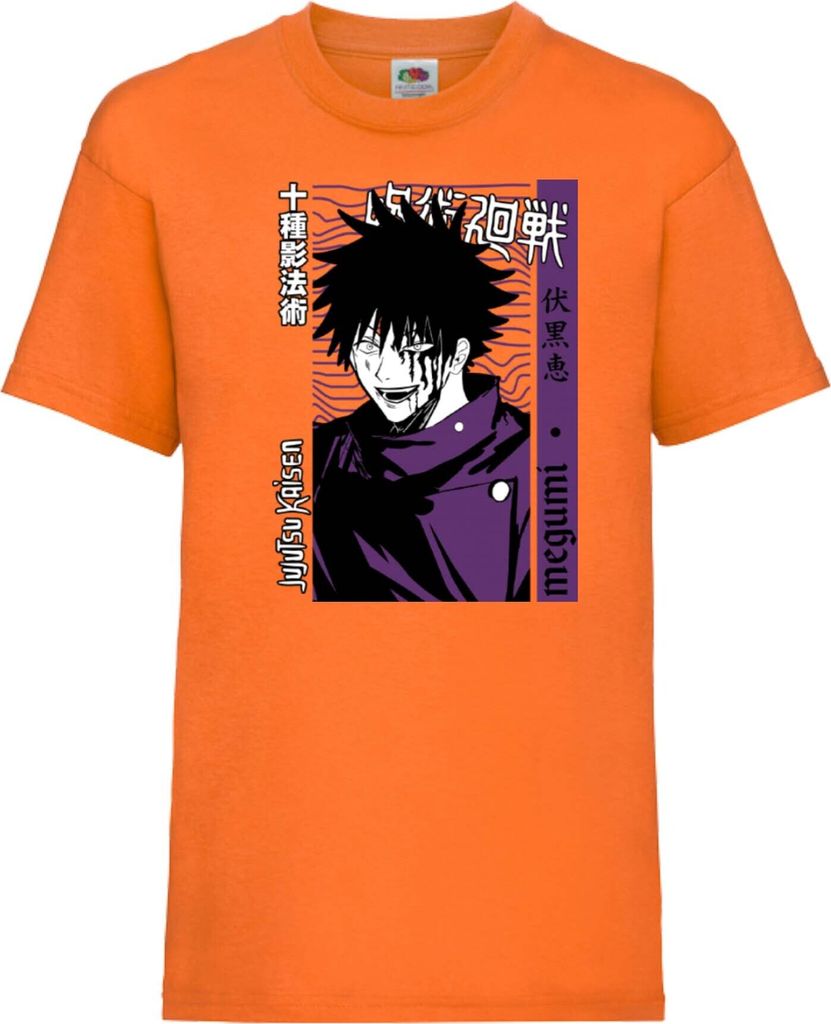 Kinder T-Shirt Japan Animation Manga Anime Comics Jujutsu Anime Manga Kaisen Megumi Fushiguro Var-046 Megumi Fushiguro, 7-8 Jahr - 128 / Orange