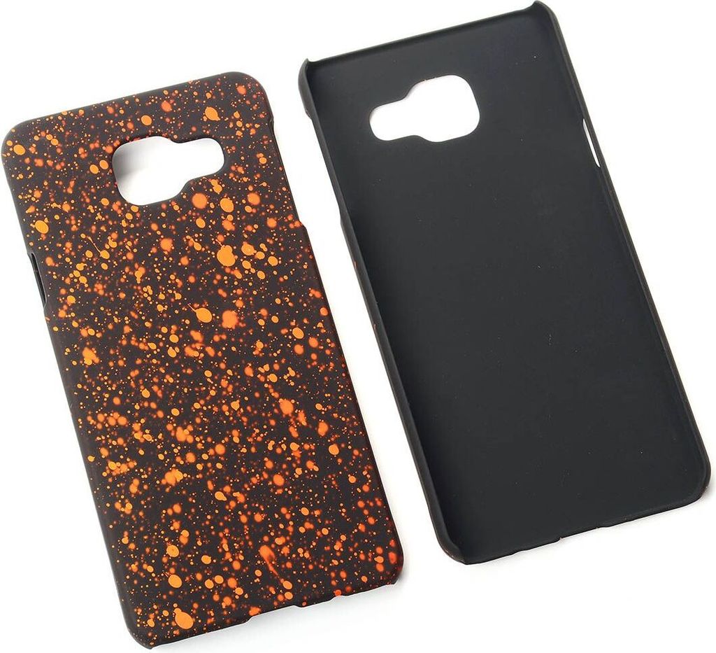 Handy Hülle Schutz Case Bumper Schale für Samsung Galaxy A3 2016 3D Sterne Orange