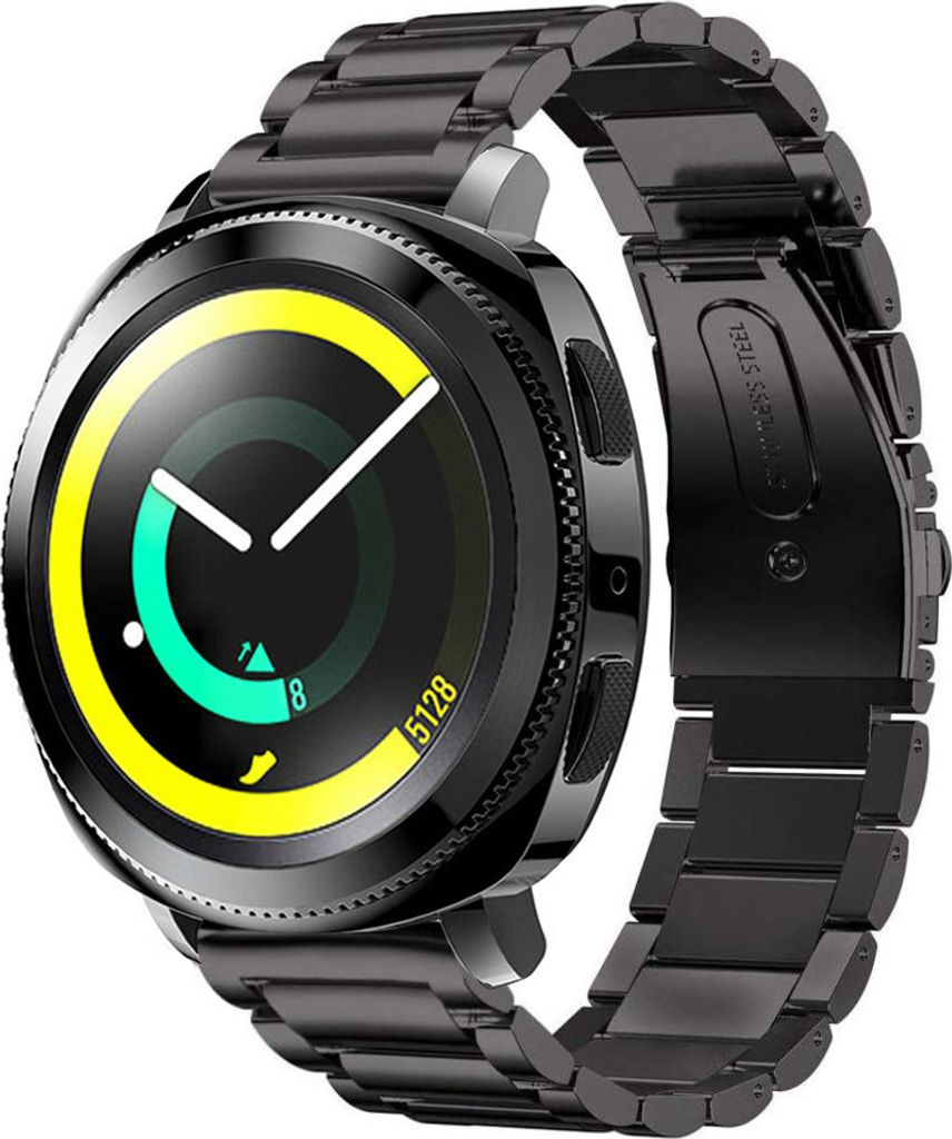 Strap-it Titanarmband - Kompatibel mit Samsung Gear Sport Armband Ersatzarmband - Titanium - Hochwertiges Material - für Samsung Gear Armband Schwarz
