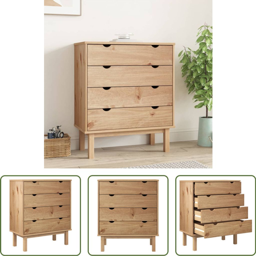 The Living Store Schubladenschrank OTTA 76,5x39,5x90 cm Massivholz