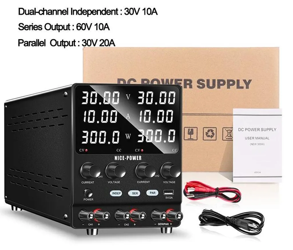 Station d'Alimentation Laboratoire 30V 10A Double Canal à Tension Variable