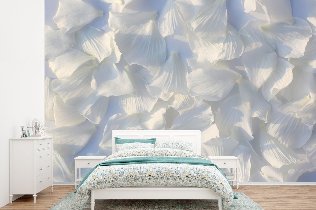 MuchoWow Fototapete für Wohnzimmer oder Schlafzimmer Wandtapete Vinyl Motivtapete Romantische Tulpenblätter - 360x240 cm - Vinyl-Tapete