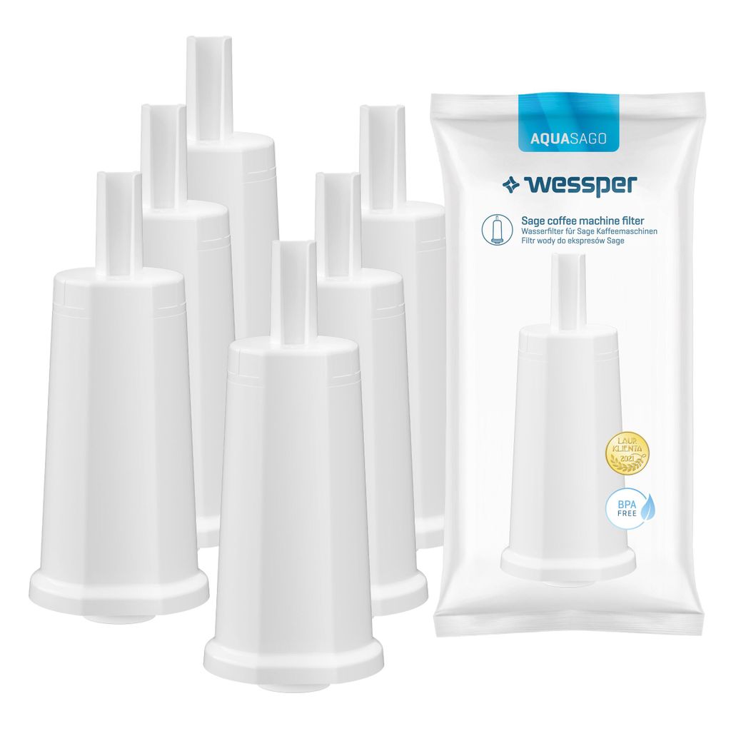 Wessper 6 Stück Wasserfilter für Sage Kaffeemaschinen | Barista Zubehör Ersatz für Sage, Sage Barista Express Pro SES008, SES875,BES920, SES980...