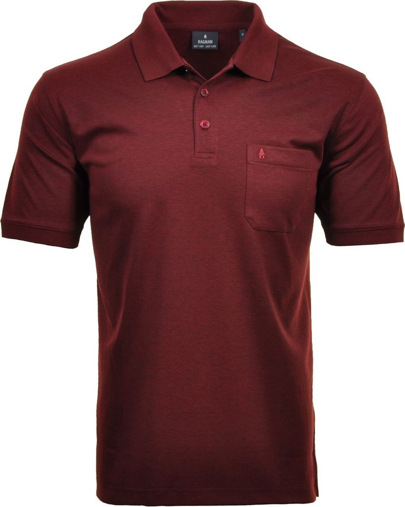 RAGMAN Herren Poloshirt Kurzarm Polokragen Regular Baumwollmix Rot XXL