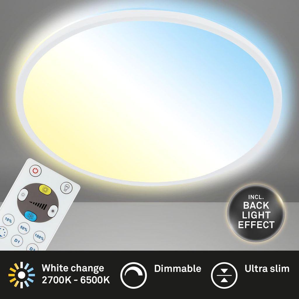 LED panel Briloner SLIM 22 W 3000 lm 2700-6500 K biely s Obrázok produktu 