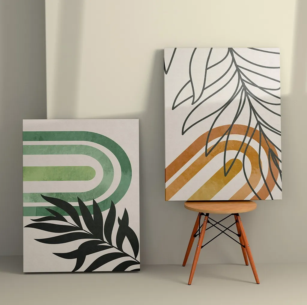 Wallity 2KNV4362 Quadri Canvas Moderni Set 2 Pezzi 50x70 Multicolore