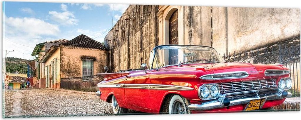 Bilder auf glas - Auto Klassiker Kuba Chevrolet - 90x30cm - Glasbilder - Wandbilder - Kunstdruck - zum Aufhängen bereit - Wanddekoration aus Glas ...