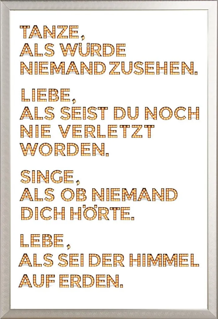 Motivational - Poster - Twain, Mark - Citazione: Dance White + cornice rimovibile, Shinsuke® Maxi alluminio argento, vetro acrilico