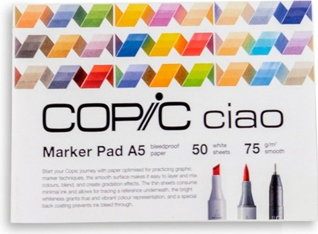 COPIC Ciao Marker Pad, 50 Blatt Markerpapier DIN A5, 75g/m² Zeichenpapier für Copic Marker, ultraweiß, säurefrei, chlorfrei
