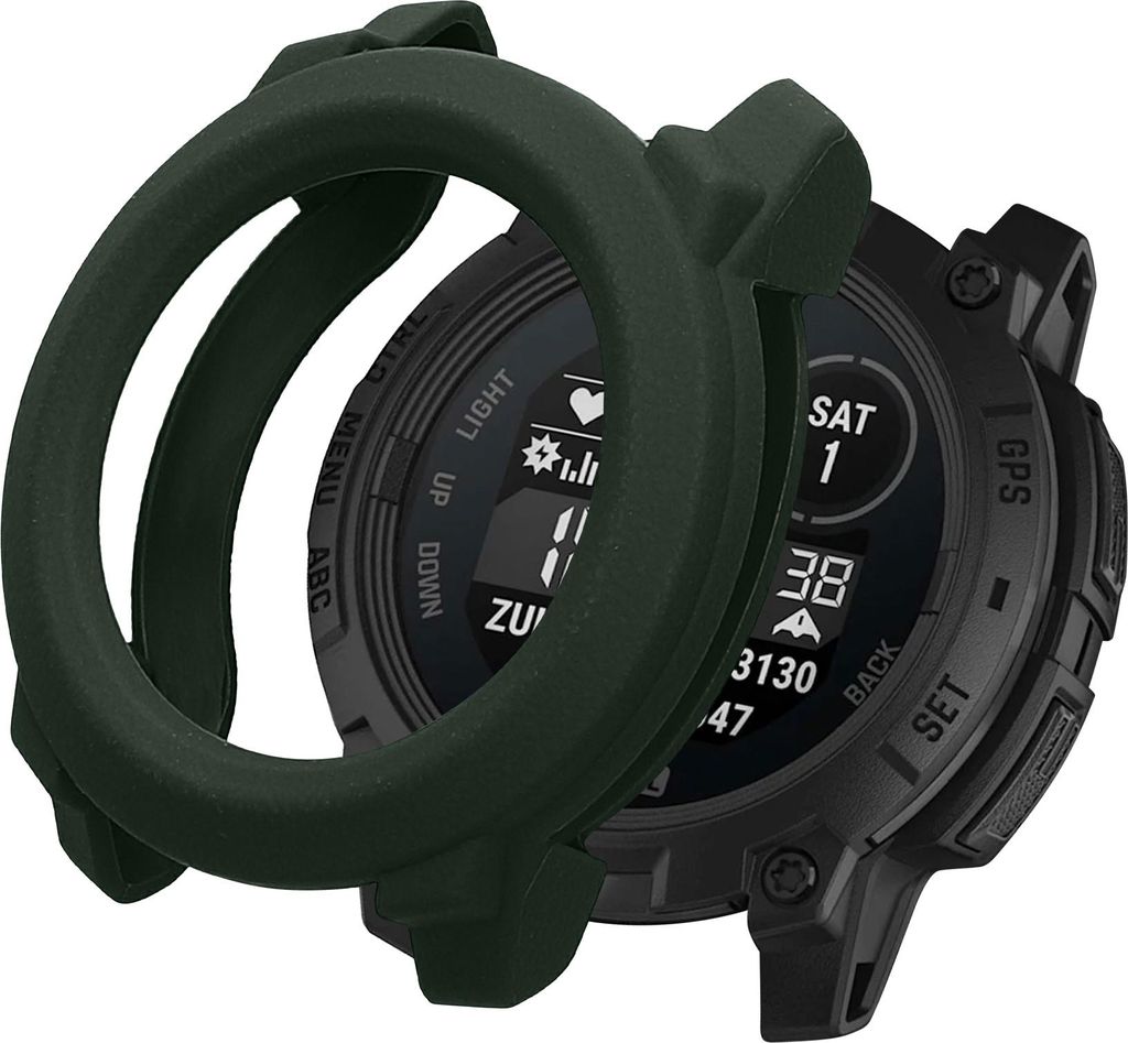 kwmobile Schutzhülle kompatibel mit Garmin Instinct 3 45mm Hülle - Fitness Tracker Case aus TPU - Soft Smartwatch Case Dunkelgrün
