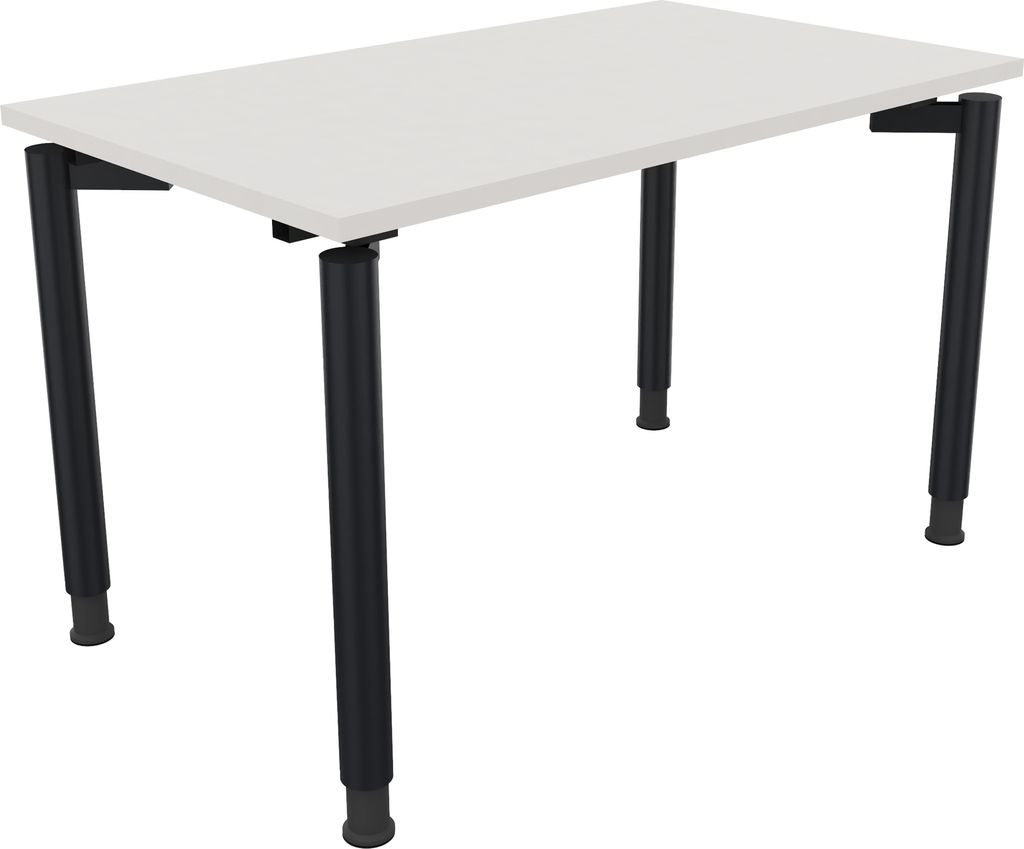 Schreibtisch Vierfuß Rundrohr B1200xT700xH680-820 an/Weiß