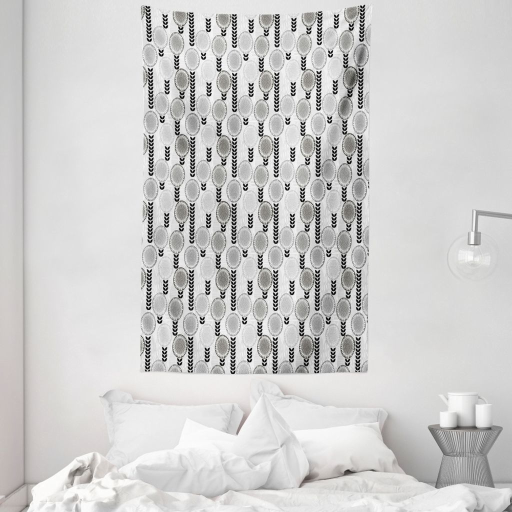 ABAKUHAUS Blumen Wandteppich und Tagesdecke, Abstrakt Doodle Pattern aus Weiches Mikrofaser Stoff Waschbar ohne Verblassen Digitaldruck, 140 x 230 ...