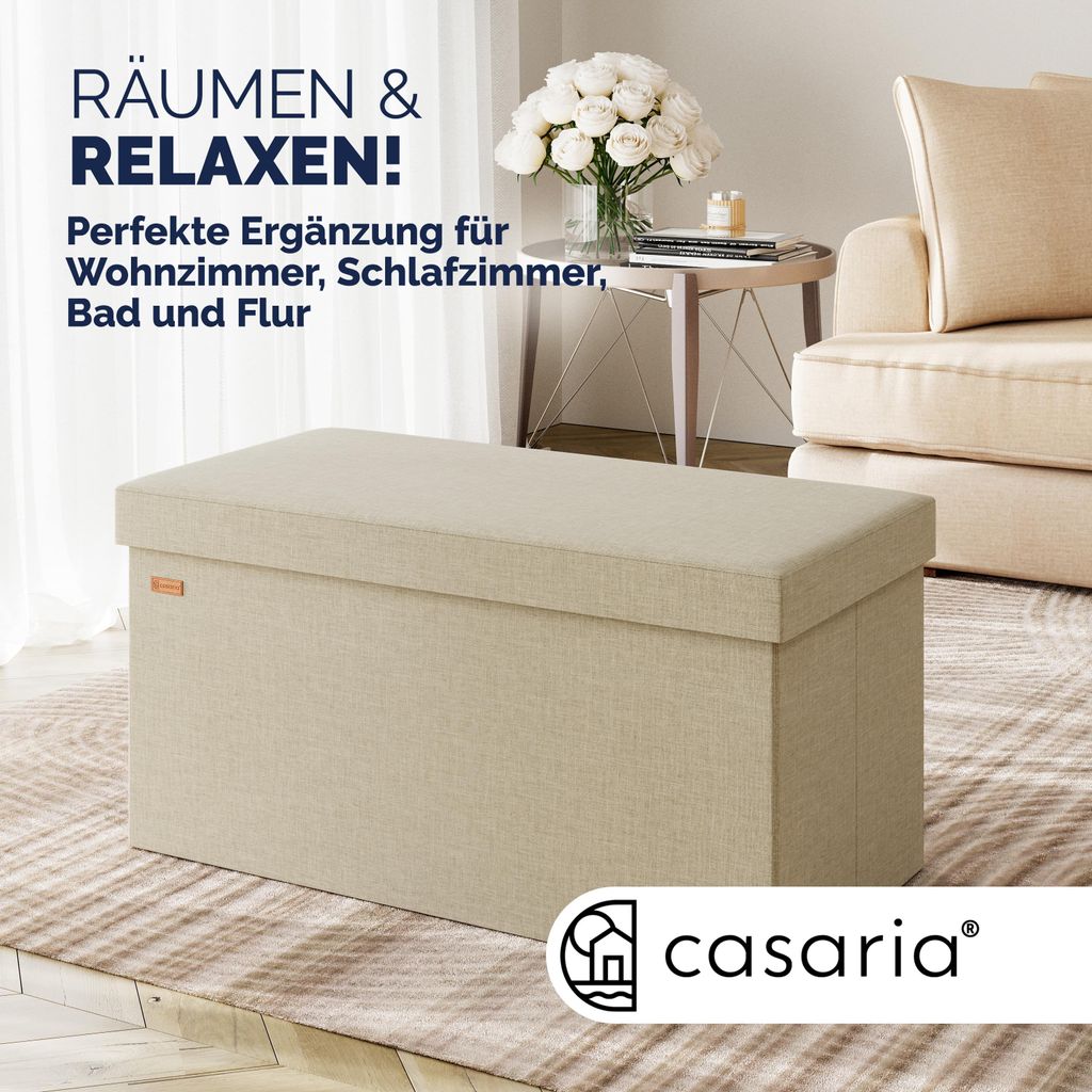 CASARIA® Sitzbank mit Stauraum Faltbar Gepolstert Deckel Produktbild 