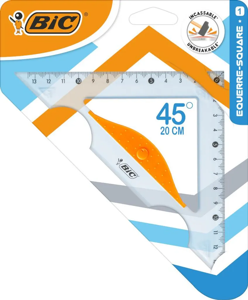 Squadra BIC 45/20cm | Strumento di Precisione per Disegno Tecnico e Scuola