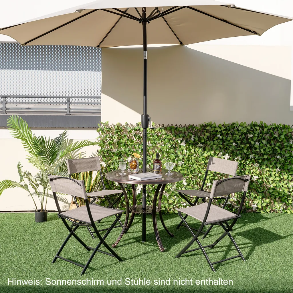 Table de jardin anti-rouille et stable avec support parasol intégré - 8