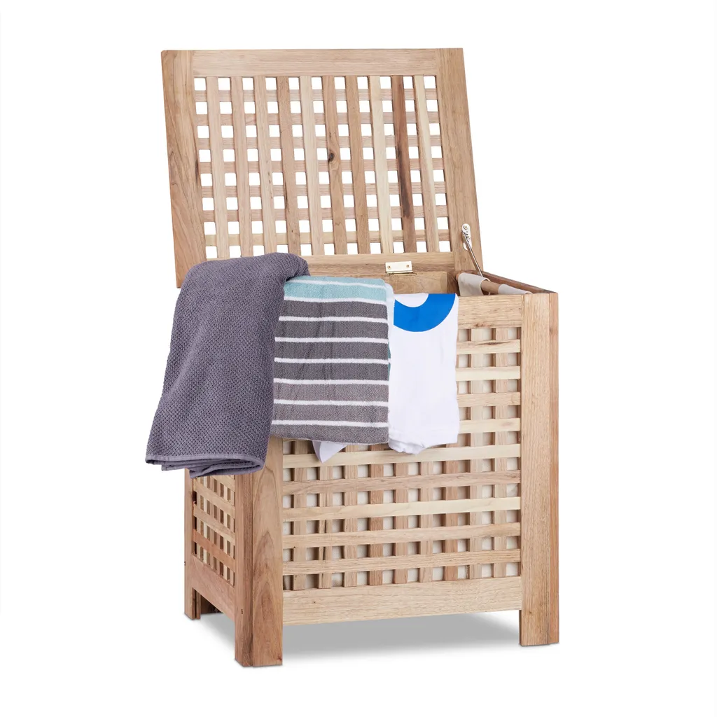 Dites adieu au désordre avec ce coffre à linge en noyer - Rangement discret