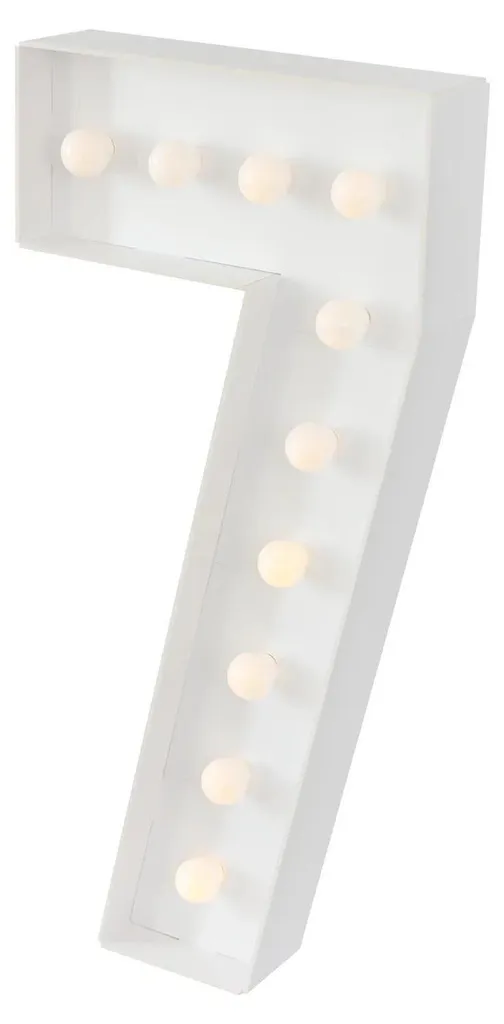 Chiffre lumineux 7 géant 1 mètre avec 10 LED blanc chaud déco design