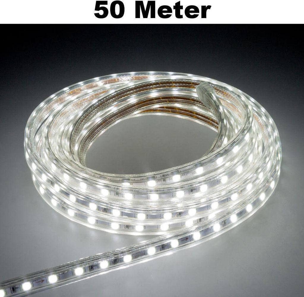 Leuchtstreifen SMD2835 60 LED/Meter LED Strip Stripe Lichtleiste Lichterkette Lichtband Lichtstreifen Band Weiß 50 Meter Länge Komplett Set