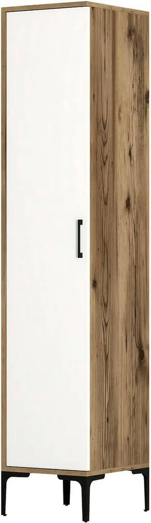 Meuble de Rangement Bas Multi-usage Blanc 1 Porte avec 4 Étagères