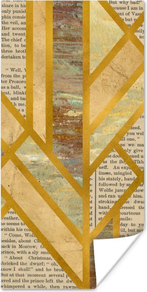 MuchoWow Poster Gold - Marmor - Vintage 60x120 cm - Wandschmuck