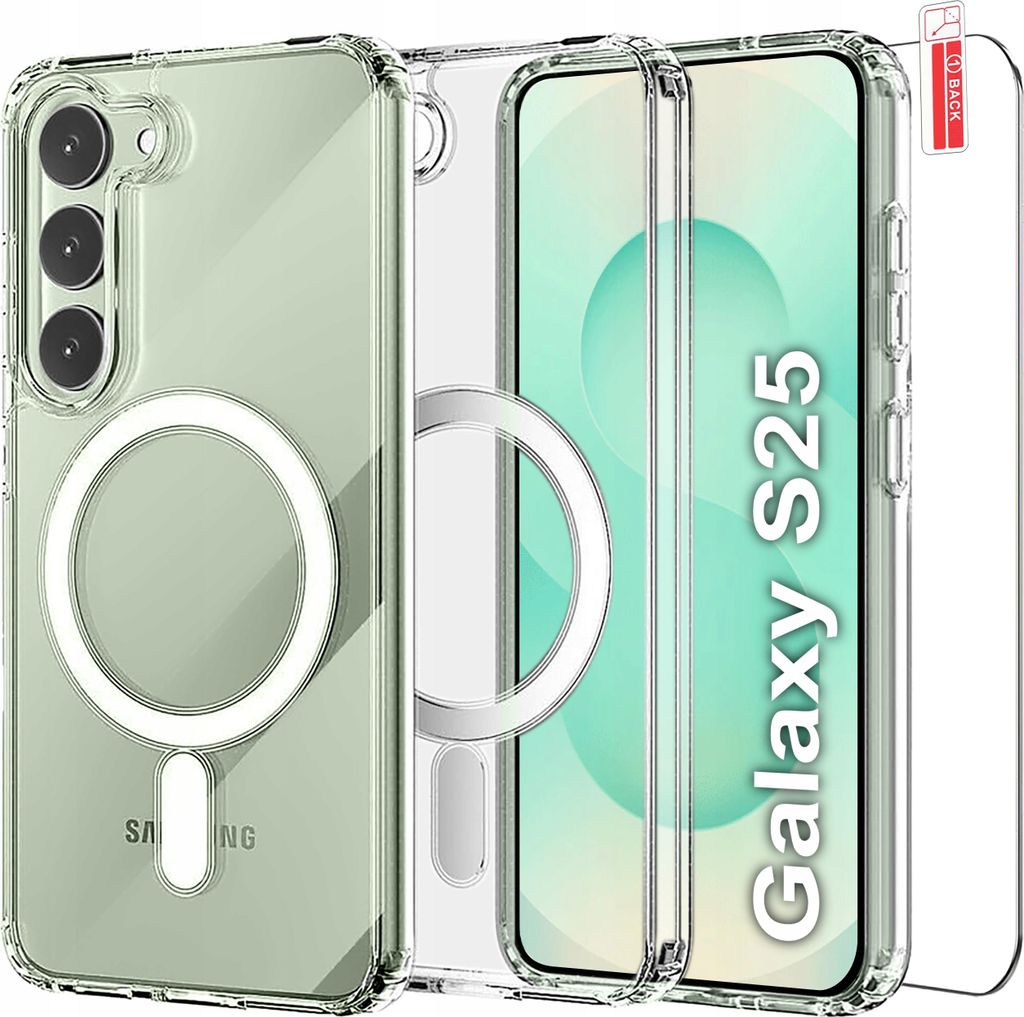 Etui für Samsung S25 VERSTÄRKT für MAGSAFE ANTI SHOCK CLEAR CASE Glas