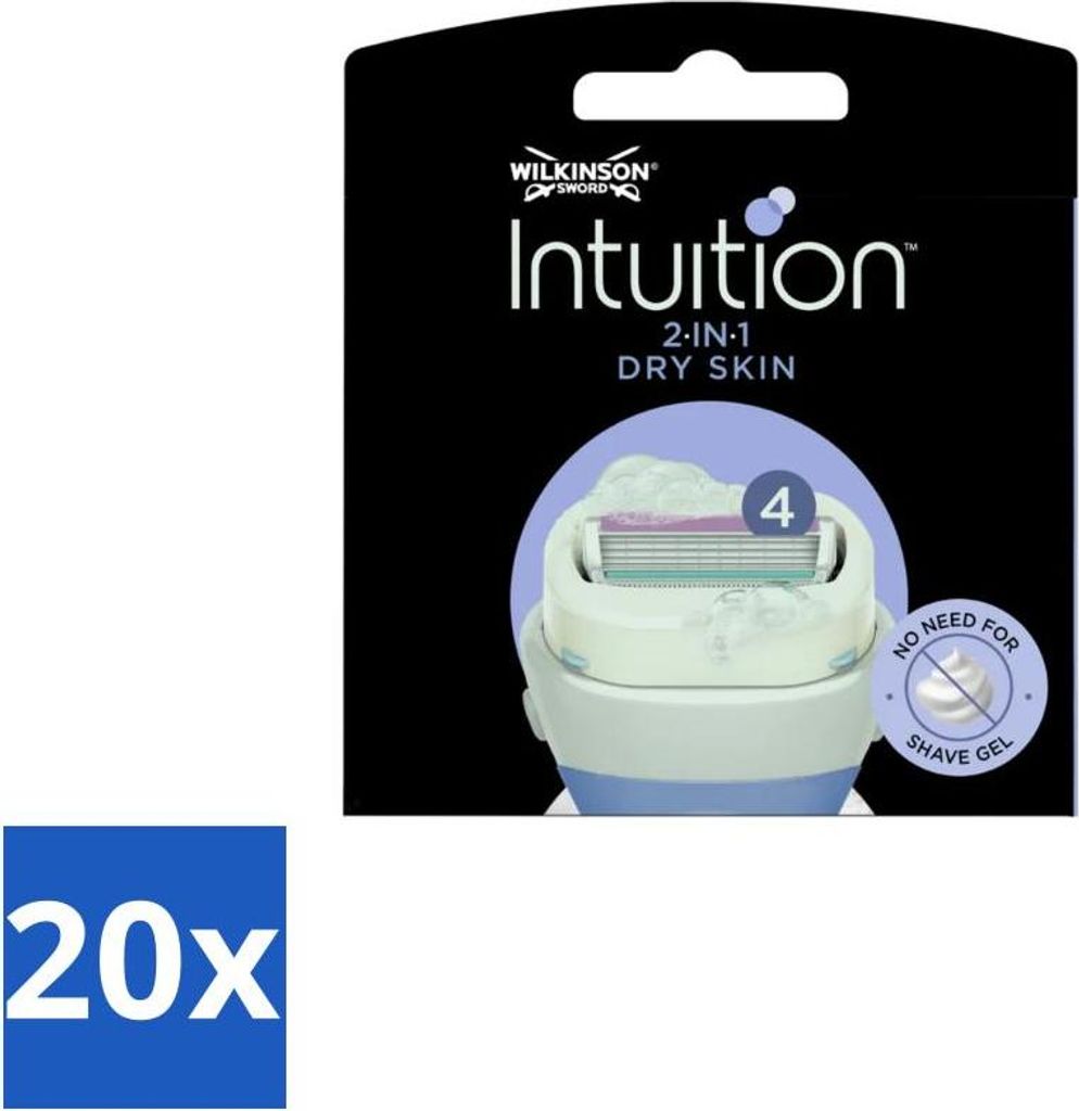 Wilkinson Sword – Nachfüllklingen – Intuition Blades Trockene Haut – Beruhigend – 3 Klingen - Vorteilspack - 20 Stücke