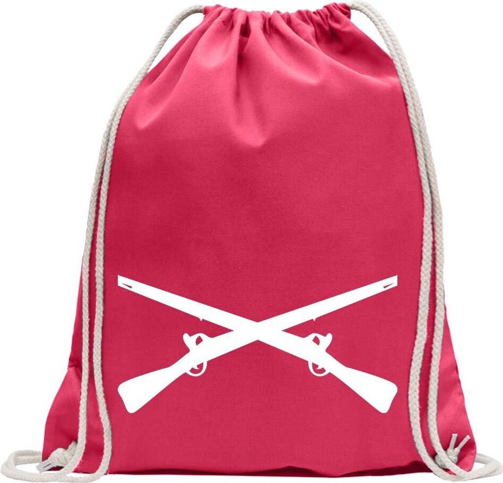 Kiwistar - Turnbeutel - pink - gekreuzte Gewehre - Fun Rucksack Sport Beutel Gymsack Baumwolle mit Ziehgurt