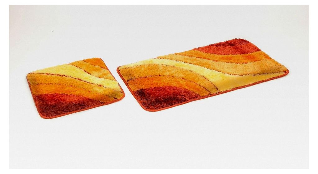 Badematten Set Wave, Terra Größe: 50x90cm, 50x45cm rutschhemmend, waschmaschinenfest